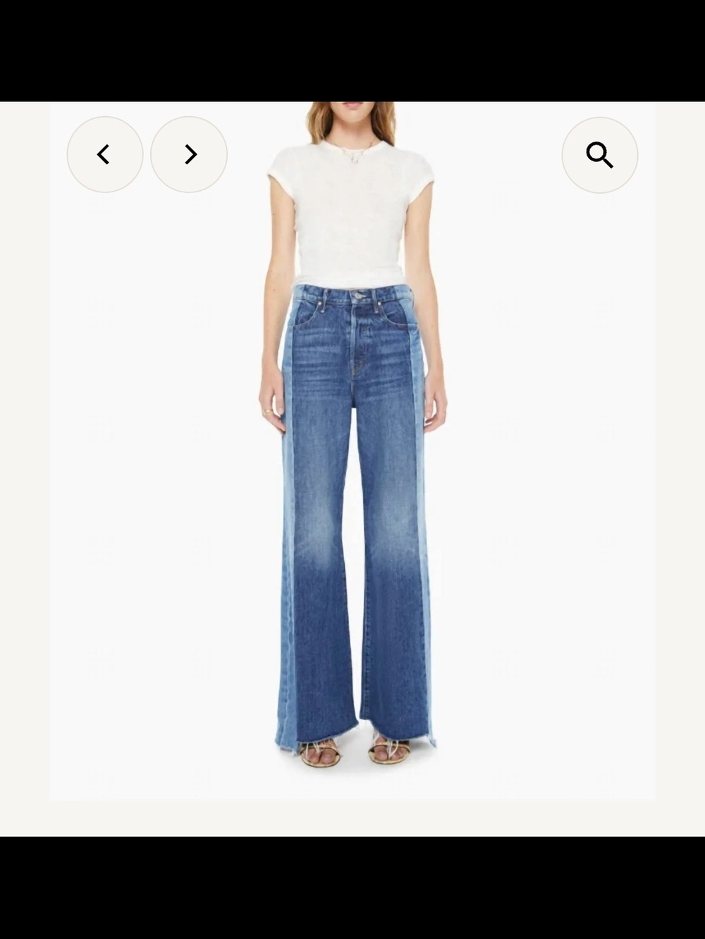 MOTHER Two-Tone Blue Wide-Leg Jeans